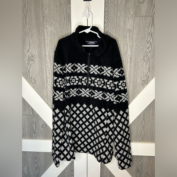 079. Vintage Lands End Fair Isle Sweater Fleece Pullover - Picture 1 of 4